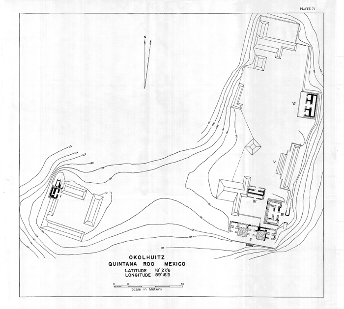 Map of the site of Okolhuitz